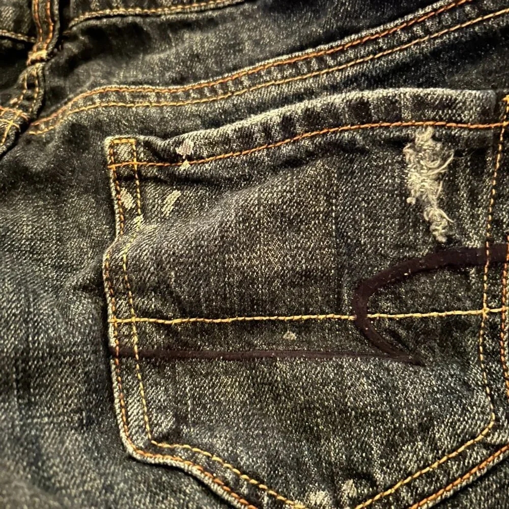 American Eagle Paint Splatter Distressed Jean Shorts Medium Wash Size 8 NWOT